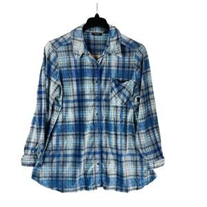 Susan Graver Weekend Womans 2XP Petite Blouse Long Sleeve Stretch Plaid Button